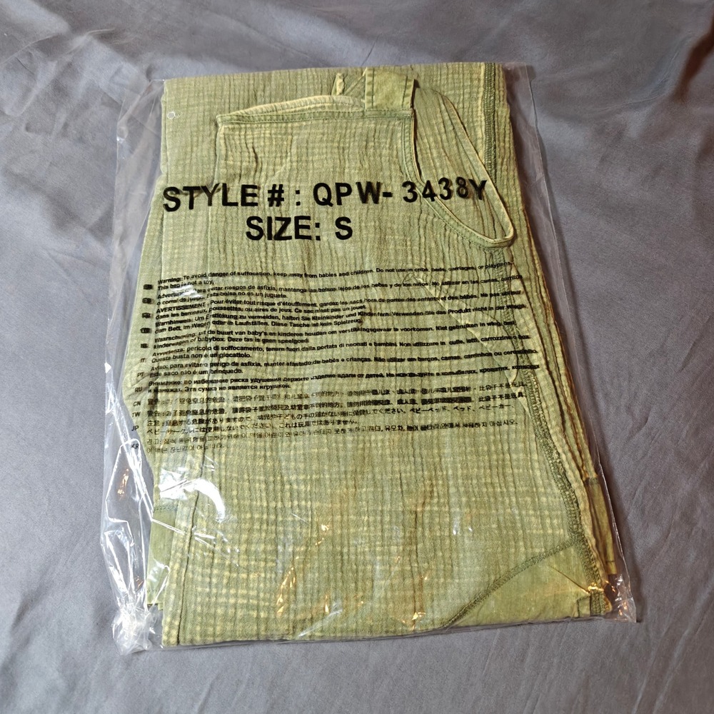 Zenana Double Gauze Washed Wide Leg Overalls Lt Olive Green Jumpsuit Small - Picture 5 of 12